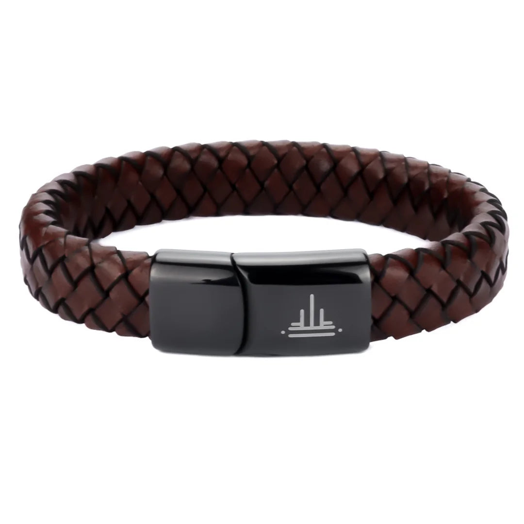 Brazalete de Cuero Café Cuadrado